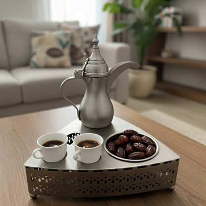 طقم قهوة عربية مع وعاء تمر