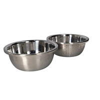 طقم مصفاة وحوض من الفولاذ المقاوم للصدأ (قطعتان)