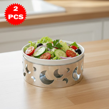 17CM طقم وعاء تقديم مع حامل معدني صغير