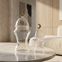 غرشة تقديم زجاج بغطاء هلال