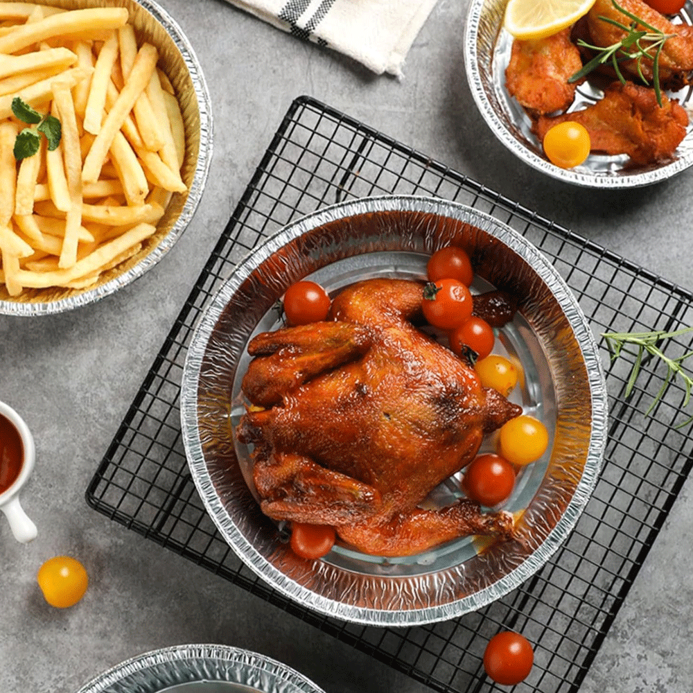 صينية دائرية ألومنيوم مع أغطية