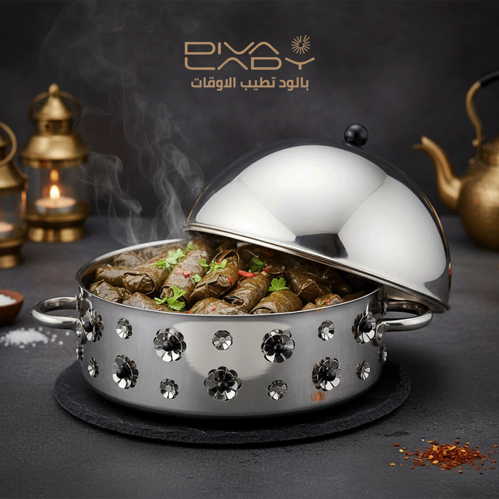 كاسارولة طعام معدنية مع زخارف من ديفا ليدي بسعة 7 لتر