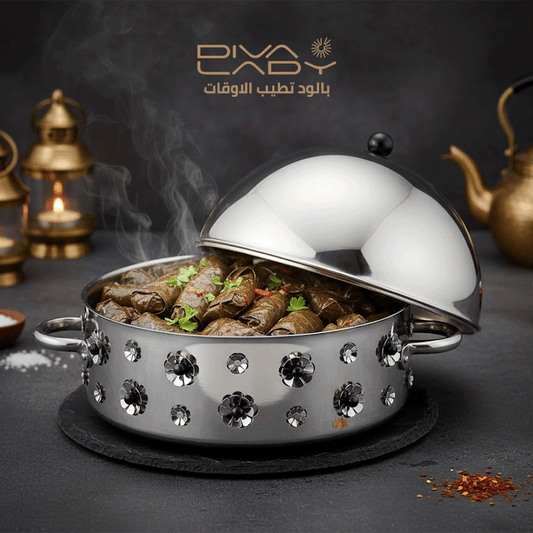 كاسارولة طعام معدنية مع زخارف من ديفا ليدي بسعة 7 لتر