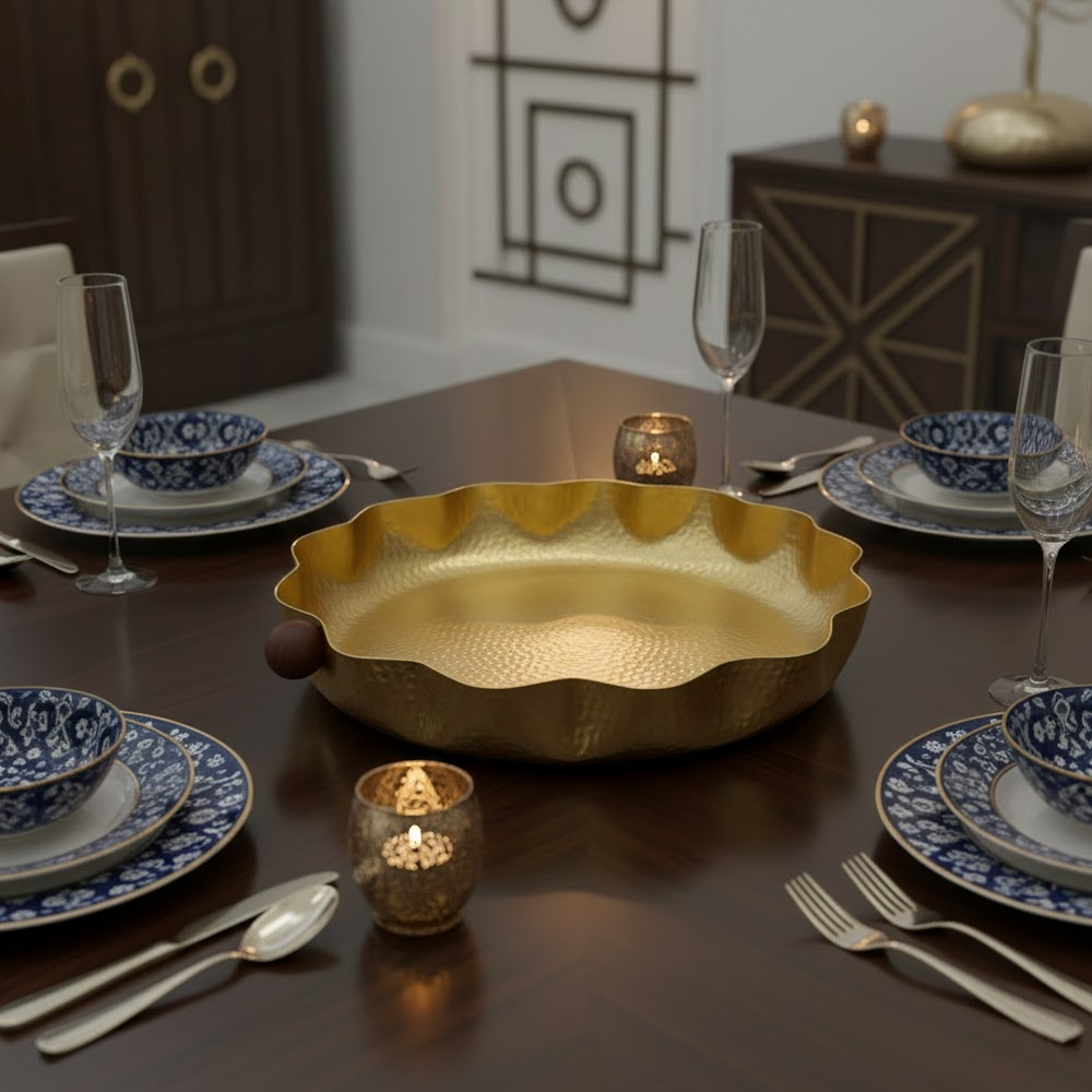 صينية تقديم معدنية كبيرة