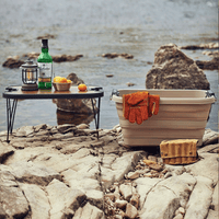 سلة قابلة للطي مع طاولة خشبية متعدد الاستخدام