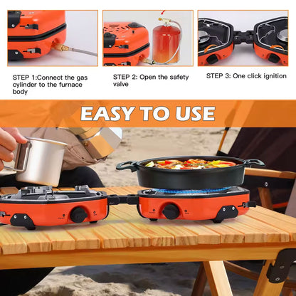 موقد غاز تخييم مزود بشعلتين