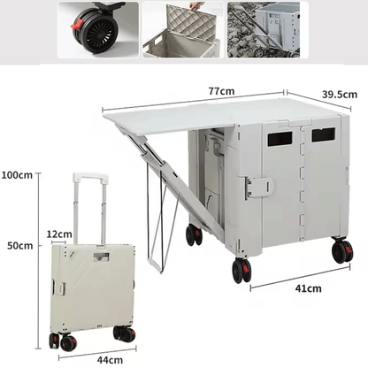 عربة مع طاولة تخييم قابلة للطي