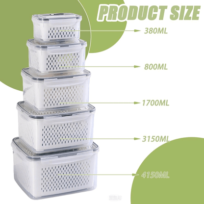 طقم صناديق ثلاجة للتخزين 5 قطعة