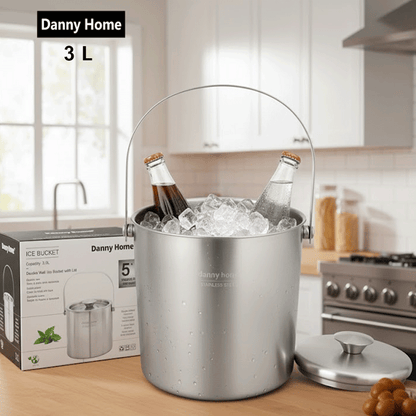 دلو ثلج مزدوج الجدار مع غطاء