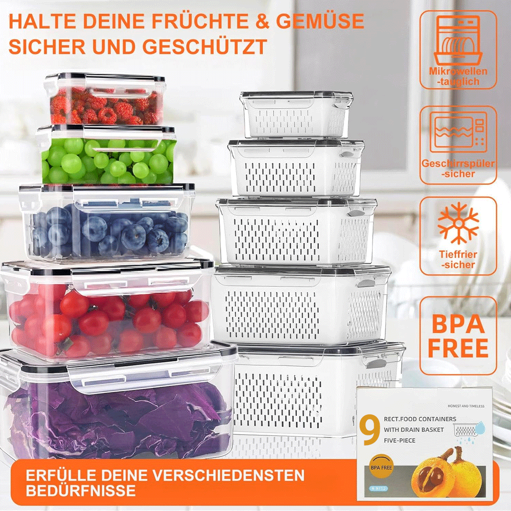 طقم صناديق ثلاجة للتخزين 9 قطعة