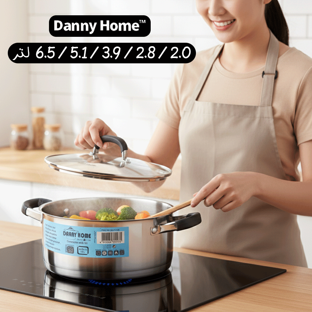 قدر طبخ ستانلس ستيل بغطاء