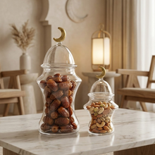 غرشة تقديم زجاج بغطاء هلال