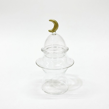 غرشة تقديم زجاج بغطاء هلال