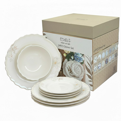 طقم أطباق مائدة فاخر 24 قطعة