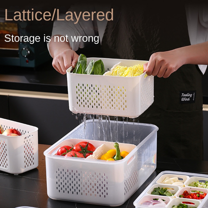 علبة حفظ وتنظيم الخضار مع سلة تصريف