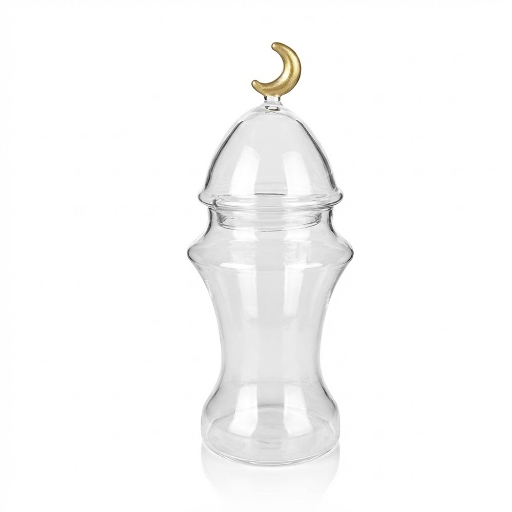 غرشة تقديم زجاج بغطاء هلال