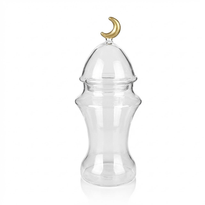 غرشة تقديم زجاج بغطاء هلال