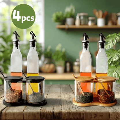 مجموعة توابل زجاجية 4 قطع