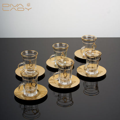 طقم استكانه و فنجان مع حلقة Diva Lady