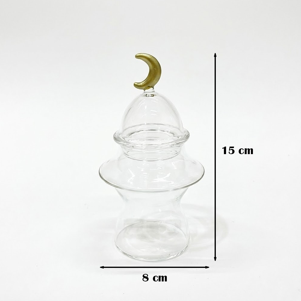 غرشة تقديم زجاج بغطاء هلال