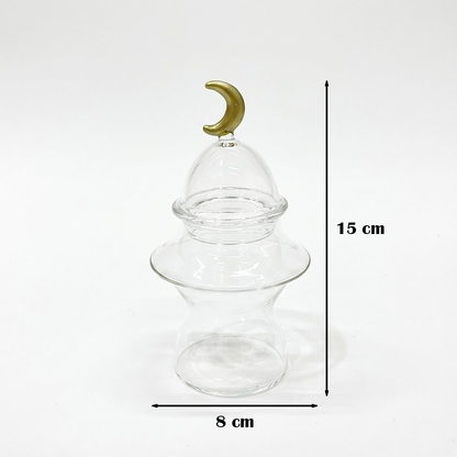 غرشة تقديم زجاج بغطاء هلال