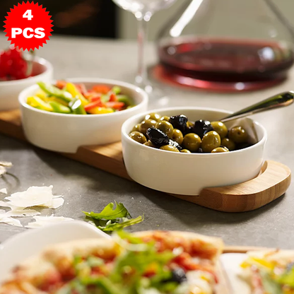 طقم تقديم مع قاعدة خشب محددة