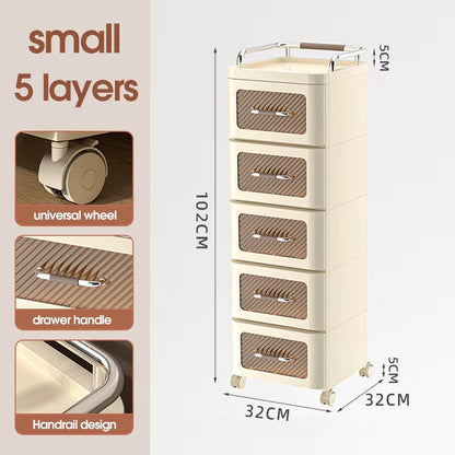 طاولة جانبية بلاستيكية حديثة باللون البني مع أبواب شفافة ودرج بلاستيكي مرن