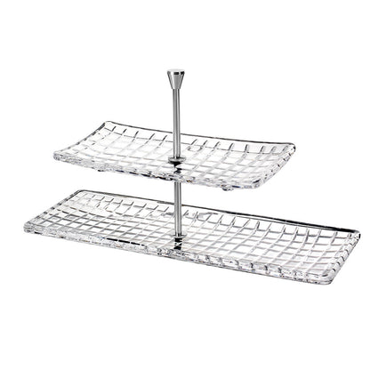 حامل تقديم زجاجي راقي بطبقتين 41.5 سم