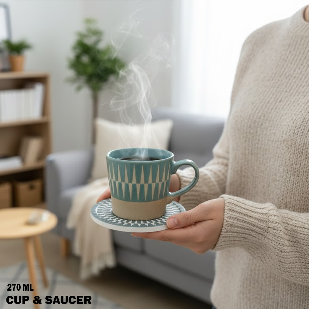 فنجان قهوة سيراميك نقش مثلثات Danny Home