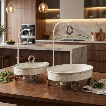 سخان بوفيه بيضاوي الشكل بغطاء معلق - بيج