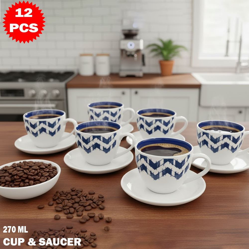 طقم فناجين مزركش بالكحلي