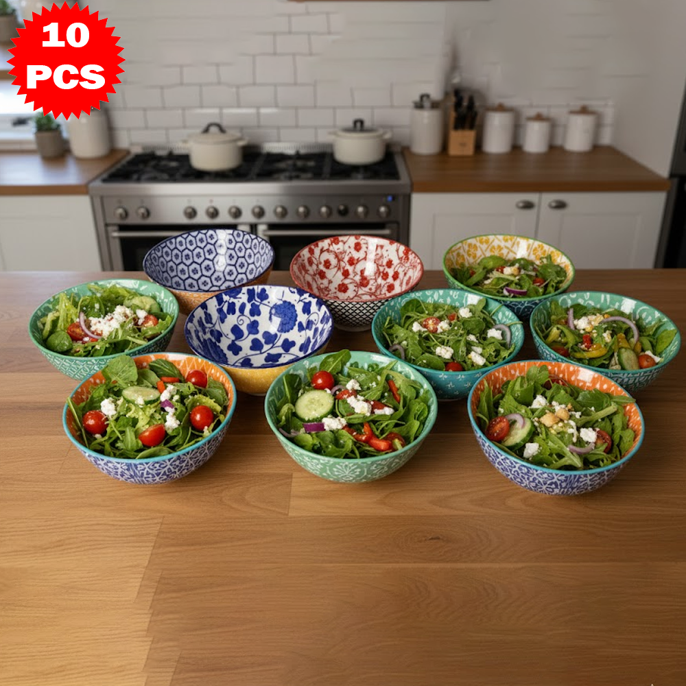 طقم أطباق تقديم ملونة