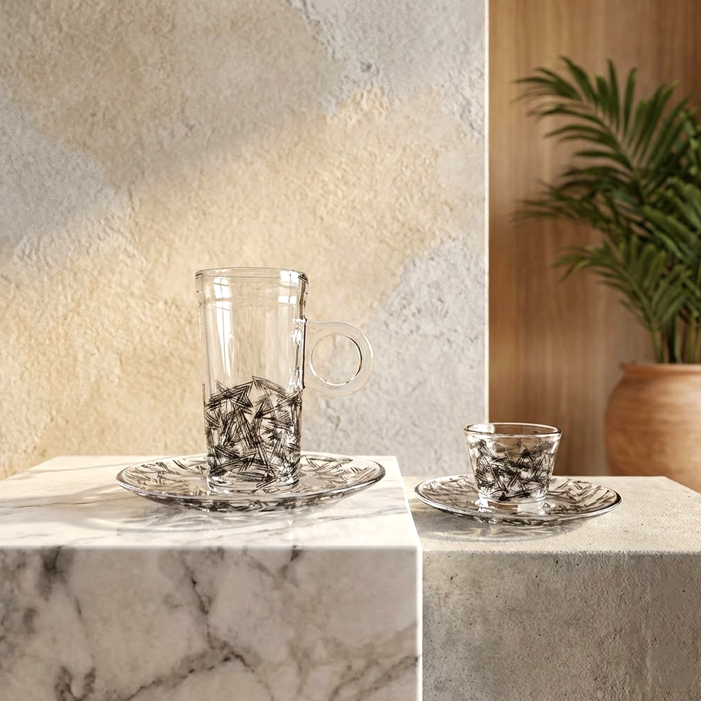 طقم استكانة وفنجان 18قطعة Diva Lady