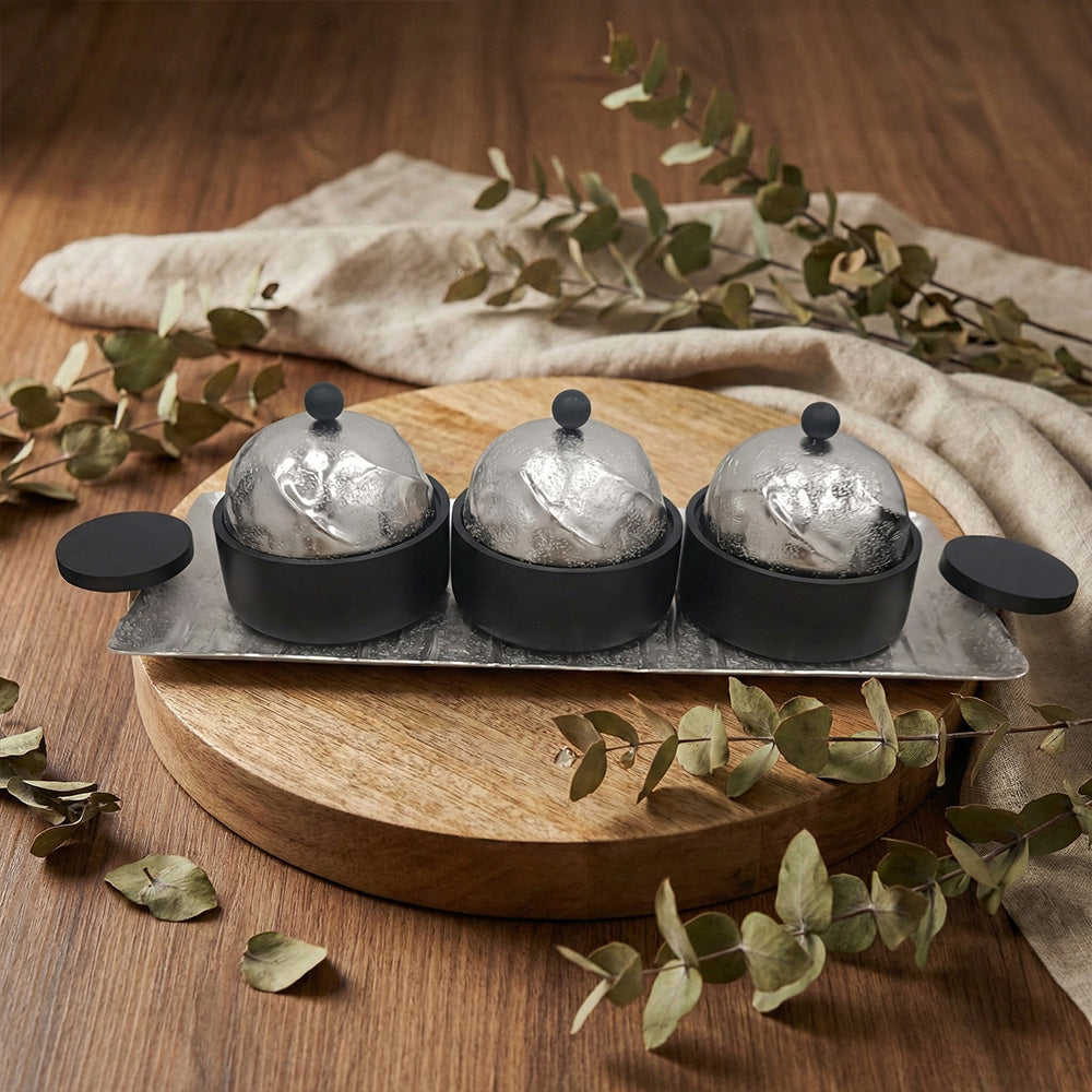 صينية تقديم مستطيلة مع 3 اوعية Alkuwaity Al Awal الكويتي الأول