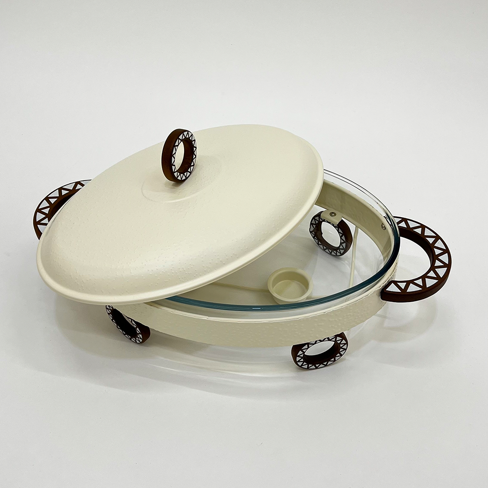 سخان طعام معدني مع طبق زجاجي 3 لتر