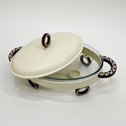 سخان طعام معدني مع طبق زجاجي 3 لتر