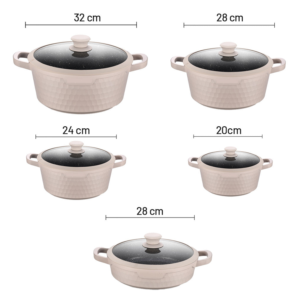 طقم طاجن وأواني طهي جرانيتية غير لاصقة 5 قطع
