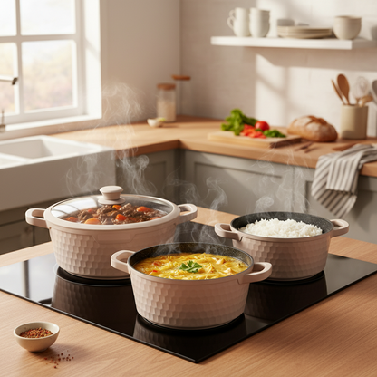 طقم طاجن وأواني طهي جرانيتية غير لاصقة 5 قطع