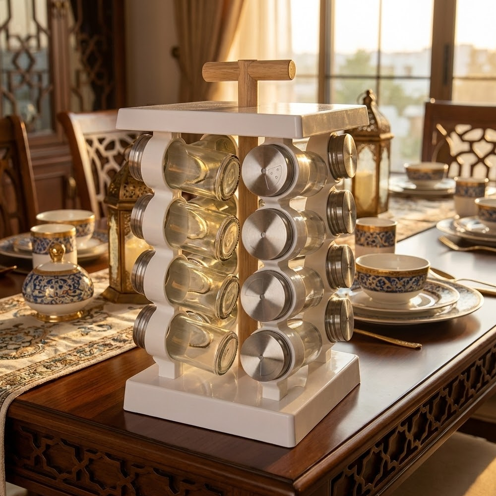 منظم بهارات دوار مع 16 علبة