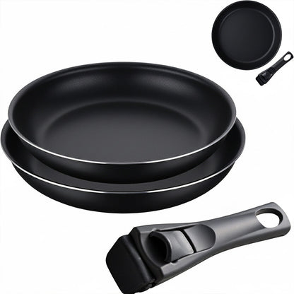 طقم مقلاة بمقبض قابل للفصل