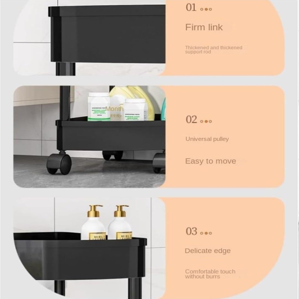 رف تخزين زاوية متعددة الطوابق بعجلات