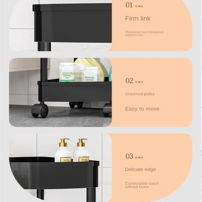 رف تخزين زاوية متعددة الطوابق بعجلات