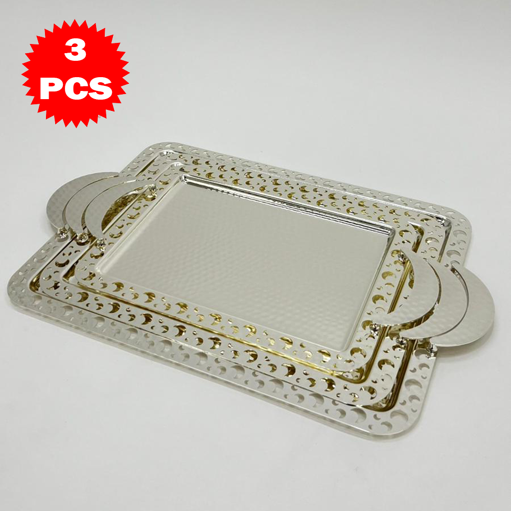 طقم صواني تقديم بنقشة الهلال 3 قطع