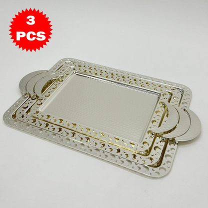 طقم صواني تقديم بنقشة الهلال 3 قطع