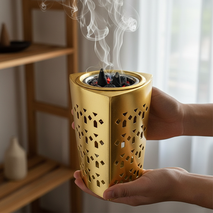 مبخر معدني فاخر بنقوش هندسية