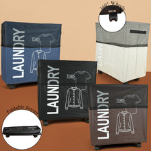 سلة غسيل قابلة للطي مع مقبض وعجلات، موديل: 1