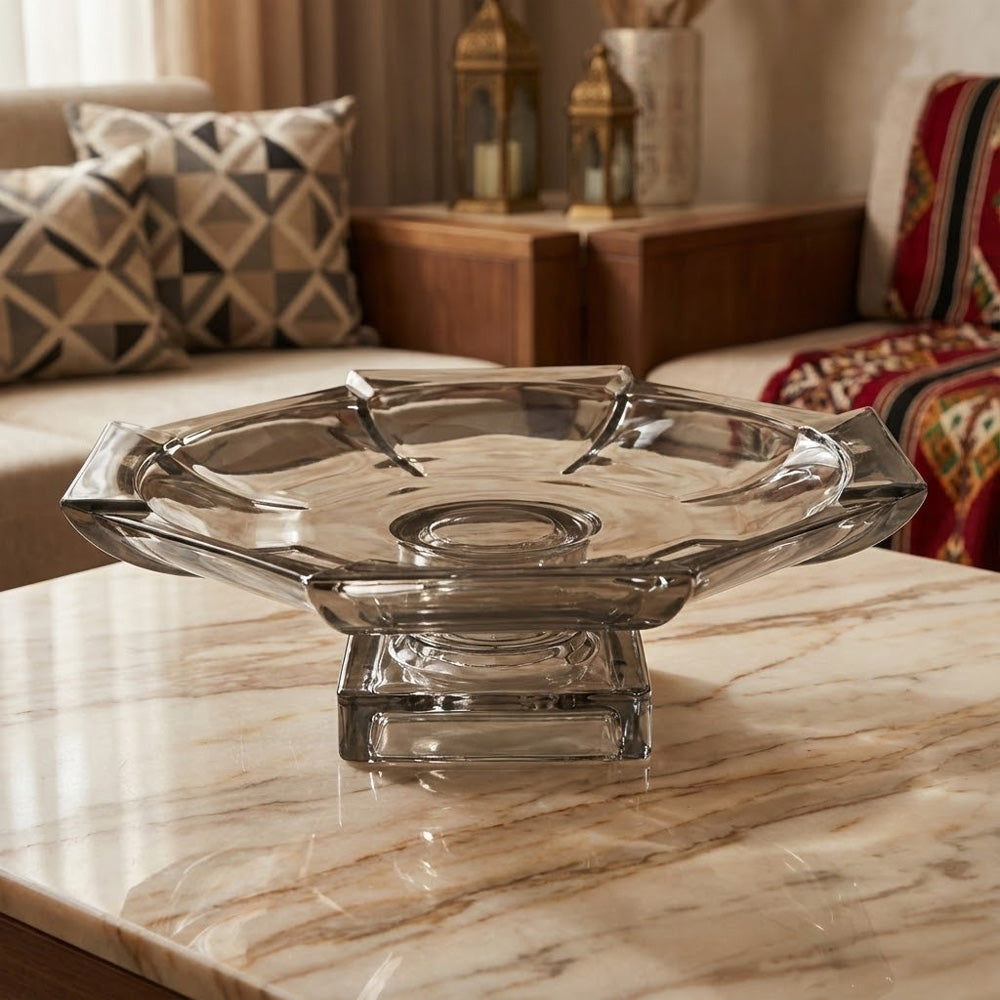 وعاء فاكهة عصري من الكريستال على قاعدة - 30 سم