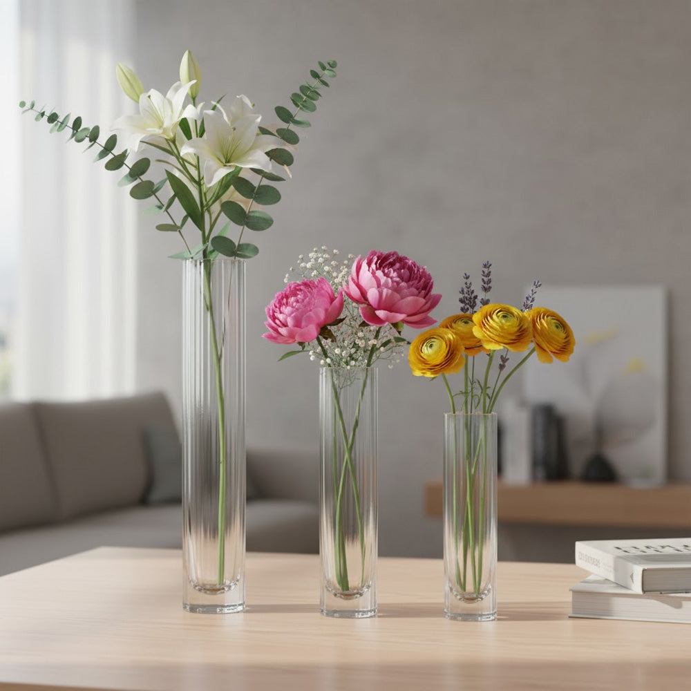 مزهرية زجاجية شفافة