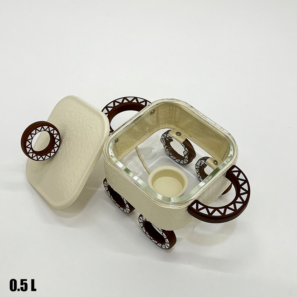 سخان طعام زجاجي مربع صغير 0.5 لتر