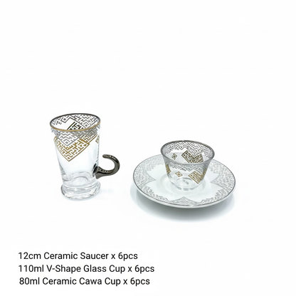 طقم استكانة وفنجان 18قطعة